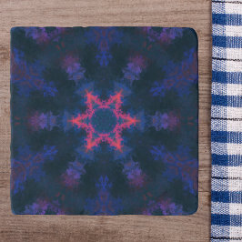 Psychedelic Hippie Flower Pink Paars en Blue Trivet