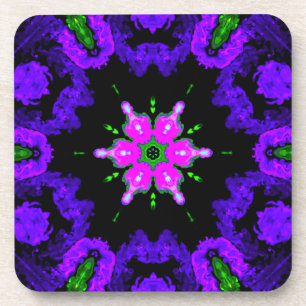 Psychedelic Hippie Flower Pink Paars en Green Bier Onderzetter