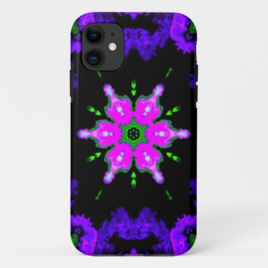 Psychedelic Hippie Flower Pink Paars en Green Case-Mate iPhone Case (Achterkant)