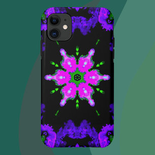 Psychedelic Hippie Flower Pink Paars en Green Case-Mate iPhone Case