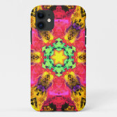 Psychedelic Hippie Flower Pink Yellow en Green Case-Mate iPhone Case (Achterkant)
