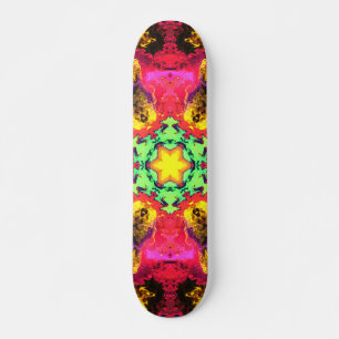 Psychedelic Hippie Flower Pink Yellow en Green Persoonlijk Skateboard