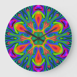 Psychedelic Hippie Flower Rainbow Grote Klok