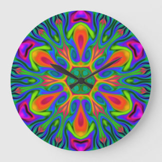 Psychedelic Hippie Flower Rainbow Grote Klok