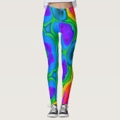 Psychedelic Hippie Flower Rainbow Leggings (Voorkant)