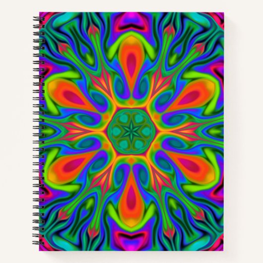 Psychedelic Hippie Flower Rainbow Notitieboek (Voorkant)
