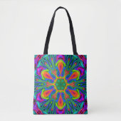 Psychedelic Hippie Flower Rainbow Tote Bag (Voorkant)