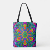 Psychedelic Hippie Flower Rainbow Tote Bag (Achterkant)