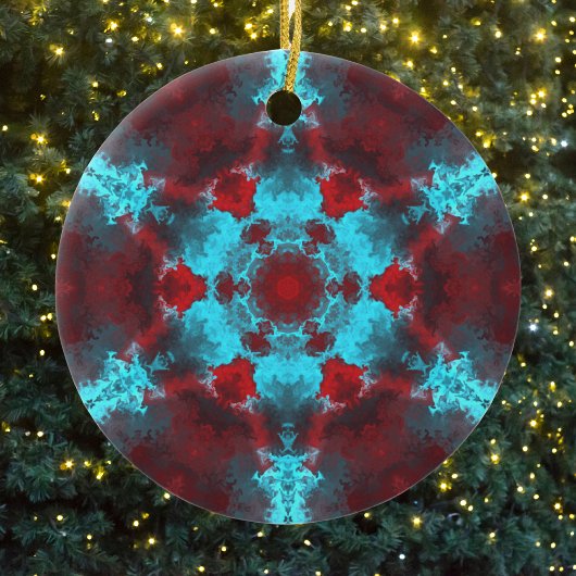 Psychedelic Hippie Flower Red en Blue Keramisch Ornament