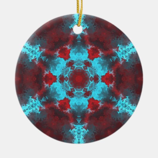 Psychedelic Hippie Flower Red en Blue Keramisch Ornament (Voorkant)