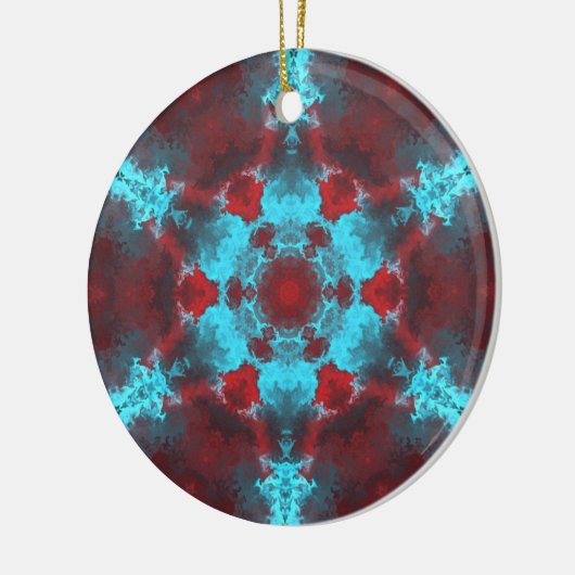 Psychedelic Hippie Flower Red en Blue Keramisch Ornament (Links)