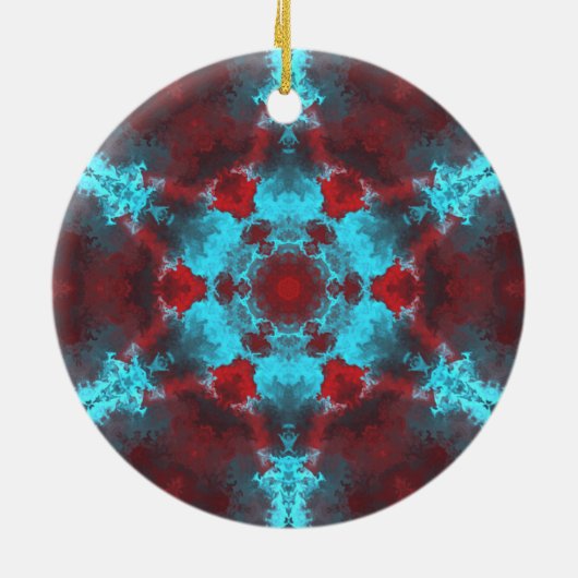 Psychedelic Hippie Flower Red en Blue Keramisch Ornament (Achterkant)