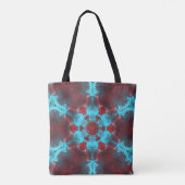 Psychedelic Hippie Flower Red en Blue Tote Bag (Achterkant)