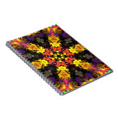 Psychedelic Hippie Flower Red Yellow en Paars Notitieboek (Rechterzijde)