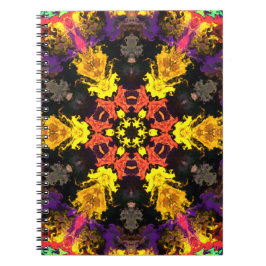 Psychedelic Hippie Flower Red Yellow en Paars Notitieboek