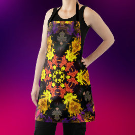 Psychedelic Hippie Flower Red Yellow en Paars Schort