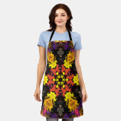 Psychedelic Hippie Flower Red Yellow en Paars Schort (Gedragen)