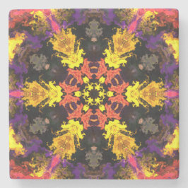 Psychedelic Hippie Flower Red Yellow en Paars Stenen Onderzetter