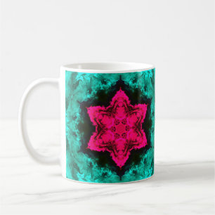 Psychedelic Hippie Flower roze en Blauwgroen Koffiemok