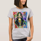 Psychedelic Hippie Girl Mermaid Peace Sign Big Eye T-shirt (Voorkant)