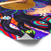Psychedelic Hippie Mermaid Girl met Guitar Peace Poster (Hoek)