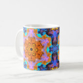 Psychedelic Hippie Oranje blauw en geel Koffiemok (Voorkant links)