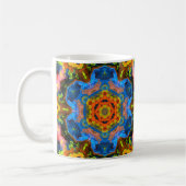 Psychedelic Hippie Oranje blauw en geel Koffiemok (Links)