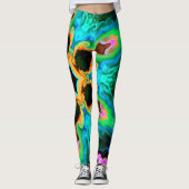 Psychedelic Hippie Oranje Blue en Black Leggings (Voorkant)
