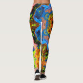 Psychedelic Hippie Oranje Blue en Green Leggings (Achterkant)