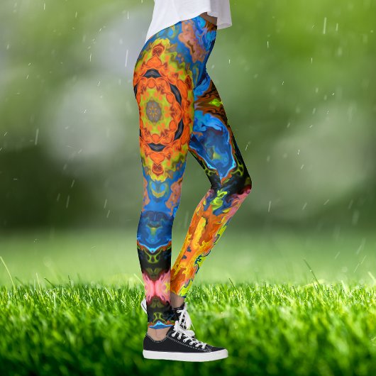 Psychedelic Hippie Oranje Blue en Green Leggings
