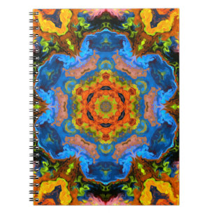Psychedelic Hippie Oranje Blue en Green Notitieboek
