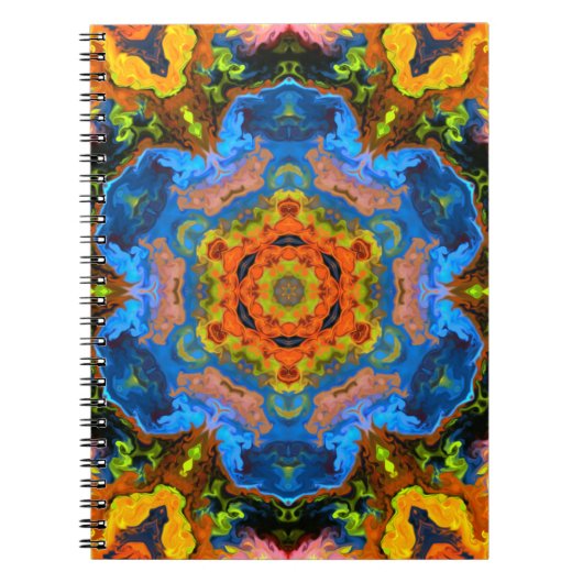 Psychedelic Hippie Oranje Blue en Green Notitieboek (Voorkant)