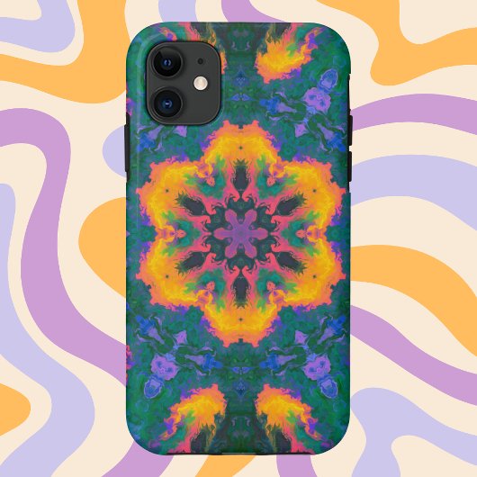 Psychedelic Hippie Oranje en Paars Case-Mate iPhone Case