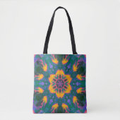 Psychedelic Hippie Oranje en Paars Tote Bag (Voorkant)