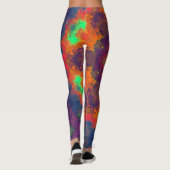 Psychedelic Hippie Oranje, groen en blauw. Leggings (Achterkant)