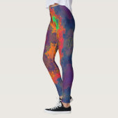 Psychedelic Hippie Oranje, groen en blauw. Leggings (Links)