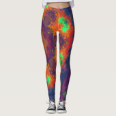 Psychedelic Hippie Oranje, groen en blauw. Leggings (Voorkant)