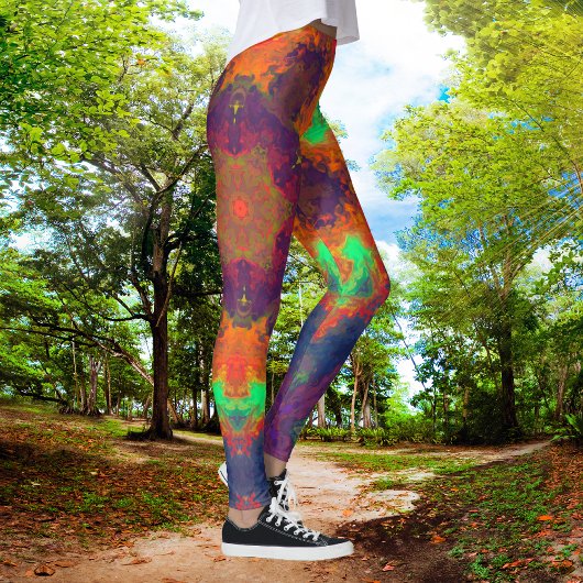 Psychedelic Hippie Oranje, groen en blauw. Leggings