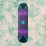 Psychedelic Hippie Paars en Blauwgroen Persoonlijk Skateboard<br><div class="desc">Dit psychedelische kaleidoscoop ontwerp kenmerkt paars en blauwgroen. Levendige trippy visuals voor de moderne hippie of iedereen die van heldere kleuren houdt!</div>