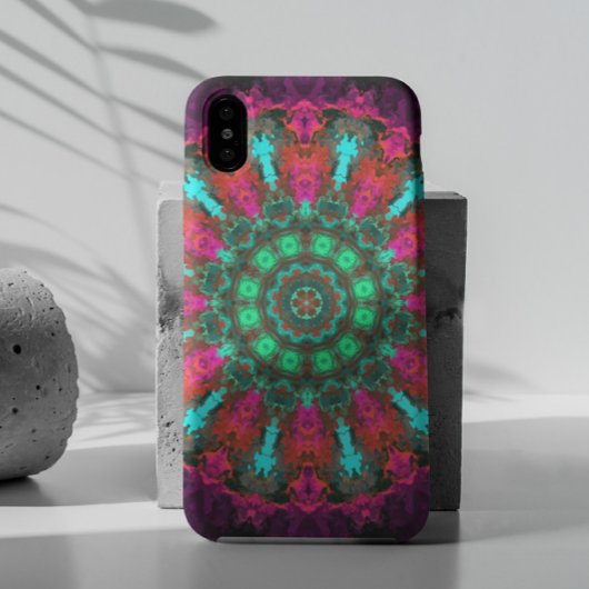 Psychedelic Hippie Paars Roze en Blauwgroen Case-Mate iPhone Case