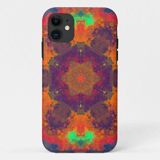 Psychedelic Hippie Paars Sinaasappel en Groen Case-Mate iPhone Case (Achterkant)