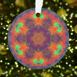 Psychedelic Hippie Paars Sinaasappel en Groen Ornament