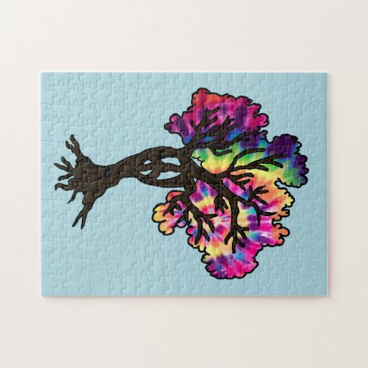 Psychedelic Hippie Peace Tree Legpuzzel (Horizontaal)