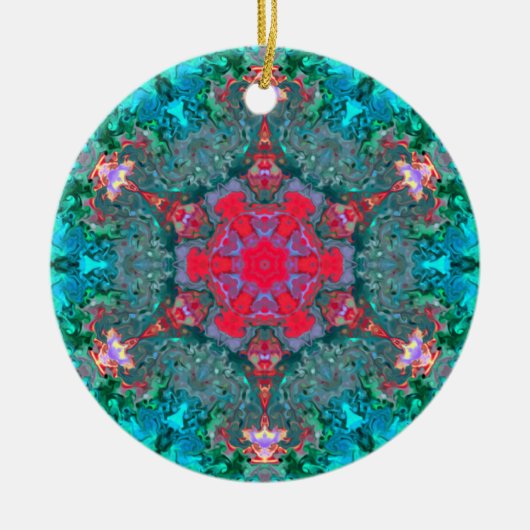 Psychedelic Hippie Pink Blauwgroen en Blue Keramisch Ornament (Voorkant)