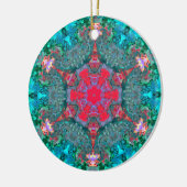 Psychedelic Hippie Pink Blauwgroen en Blue Keramisch Ornament (Links)