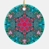 Psychedelic Hippie Pink Blauwgroen en Blue Keramisch Ornament (Achterkant)