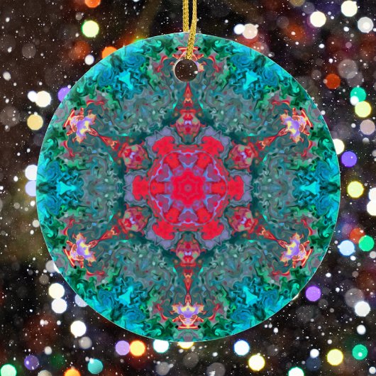 Psychedelic Hippie Pink Blauwgroen en Blue Keramisch Ornament