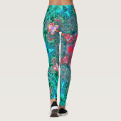 Psychedelic Hippie Pink Blauwgroen en Blue Leggings (Achterkant)