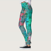 Psychedelic Hippie Pink Blauwgroen en Blue Leggings (Links)