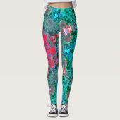 Psychedelic Hippie Pink Blauwgroen en Blue Leggings (Voorkant)